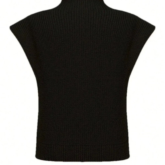 Black Casual Women's Stand Collar Dolman Sleeve Loose Knit Sweater - Picture 3 of 3